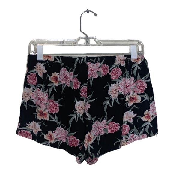 Flora black floral pull on short shorts size Large - Picture 6 of 7